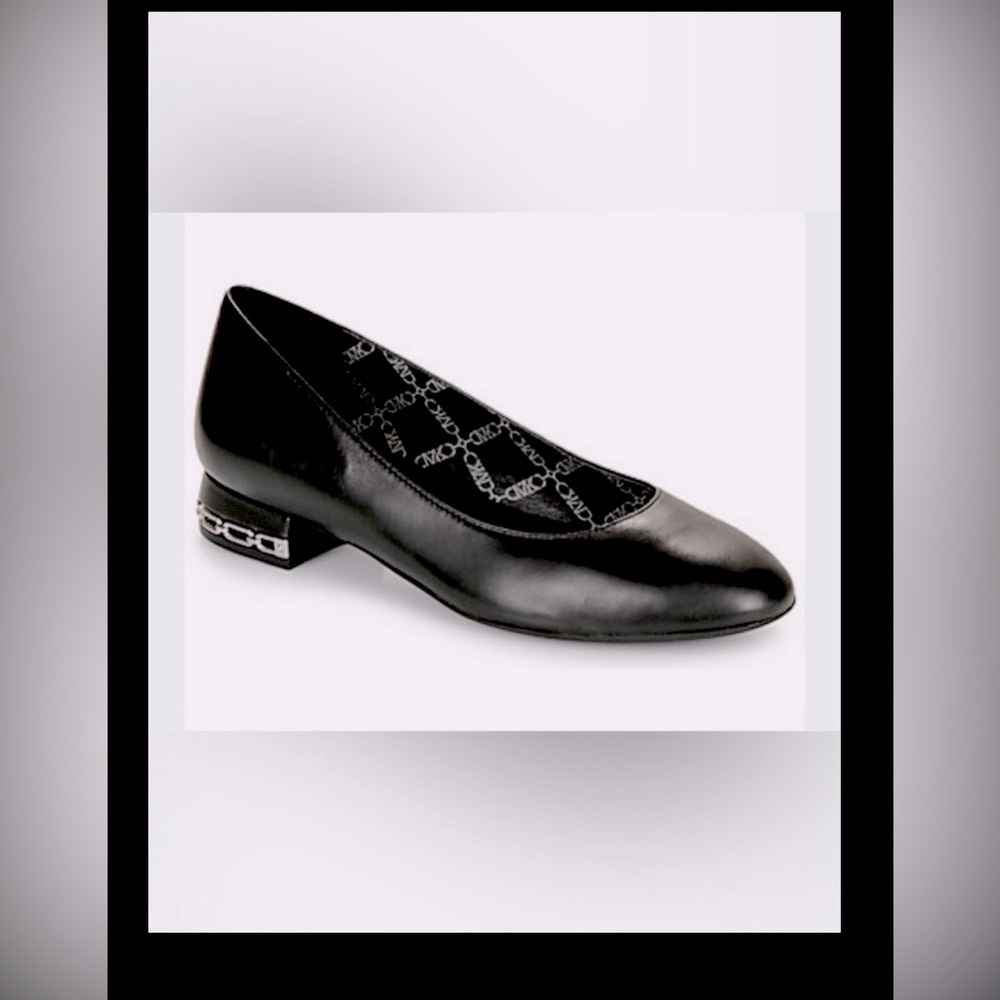 MICHAEL Michael Kors June Flex 8.5 Ballet Flat Slip On Black Leather Size 11
